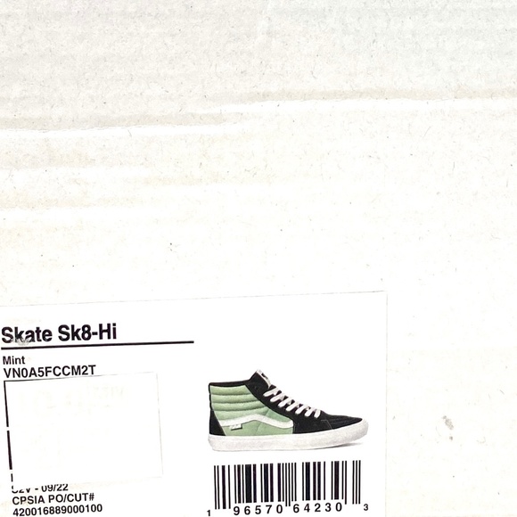 VANS Sk8-Hi Skate Shoes For Men Canvas Suede Black Mint Sneakers VN0A5FCCM2T - Picture 9 of 10